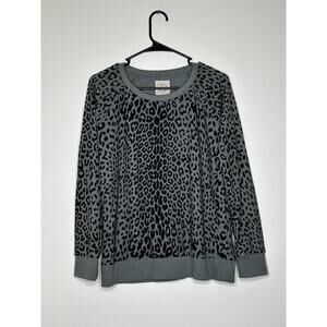 Chaser Charcoal Animal Print Crew Neck Sweater